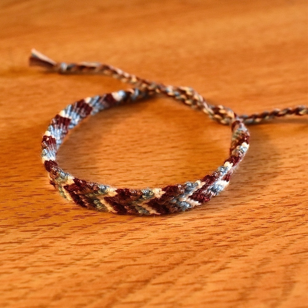Maroon and Blue Woven Bracelet
